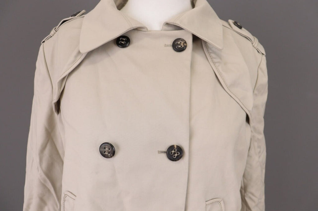 Laurel Beige Double Breasted Designer Wool Cropped Coat Jacket – Size 44