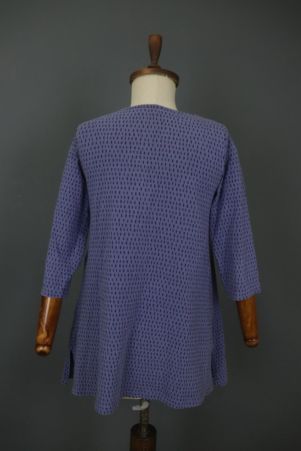 GUDRUN SJODEN Blue Striped Cotton Round Neck Long Sleeve Shift Dress – Size S