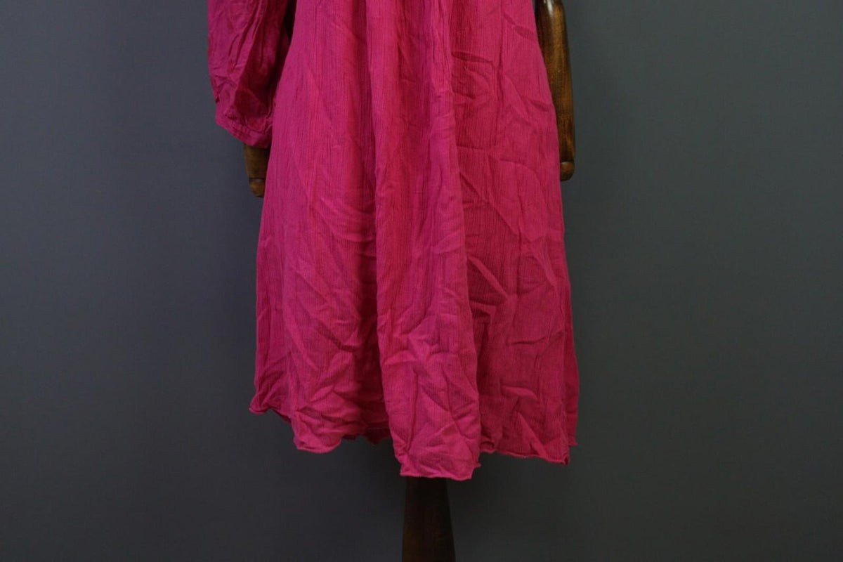 GUDRUN SJODEN Pink Henley 3/4 Sleeve Blouson Shirt Midi Dress – Size L