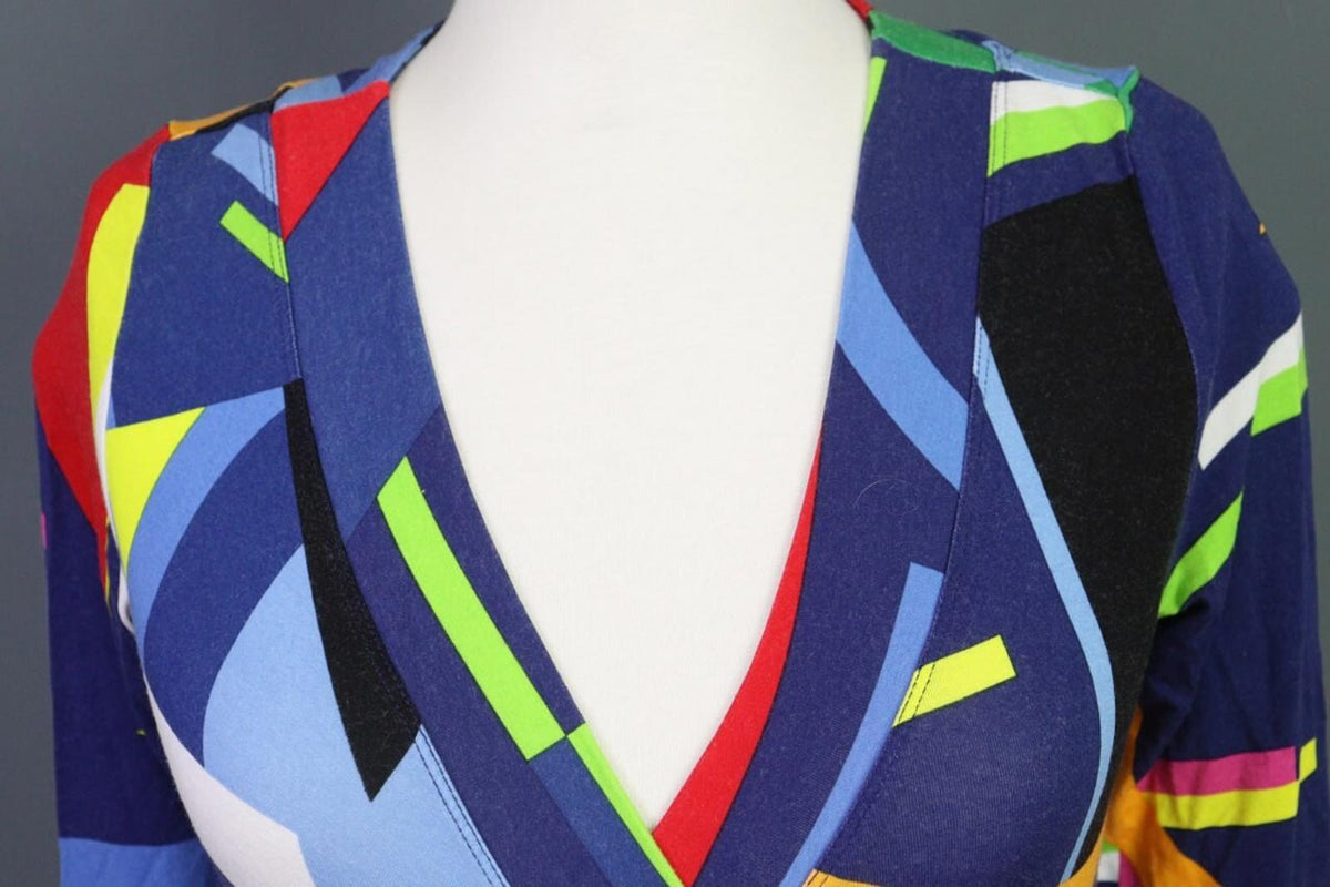 RALPH LAUREN BLACK LABEL Multicolro Colorful 3/4 Sleeve Stretch Blouse Top