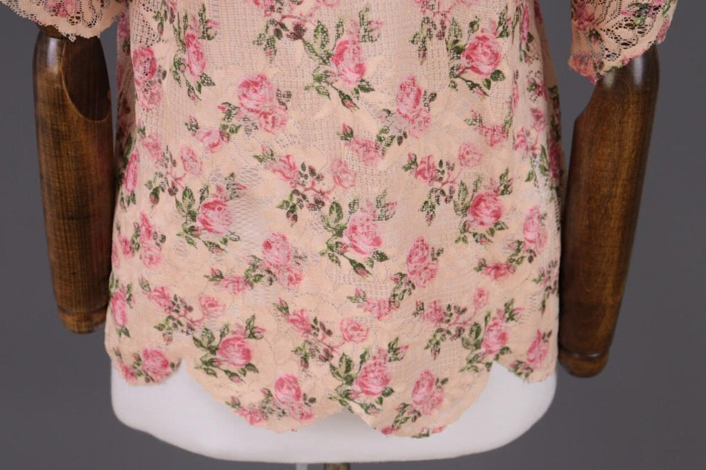 SEZANE Beige Floral Knit Mesh Short Sleeve Blouse Top Shirt – Size 36 / S