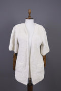 GANNI White Knit Open Front 3/4 Sleeve Cardigan Sweater – Size S