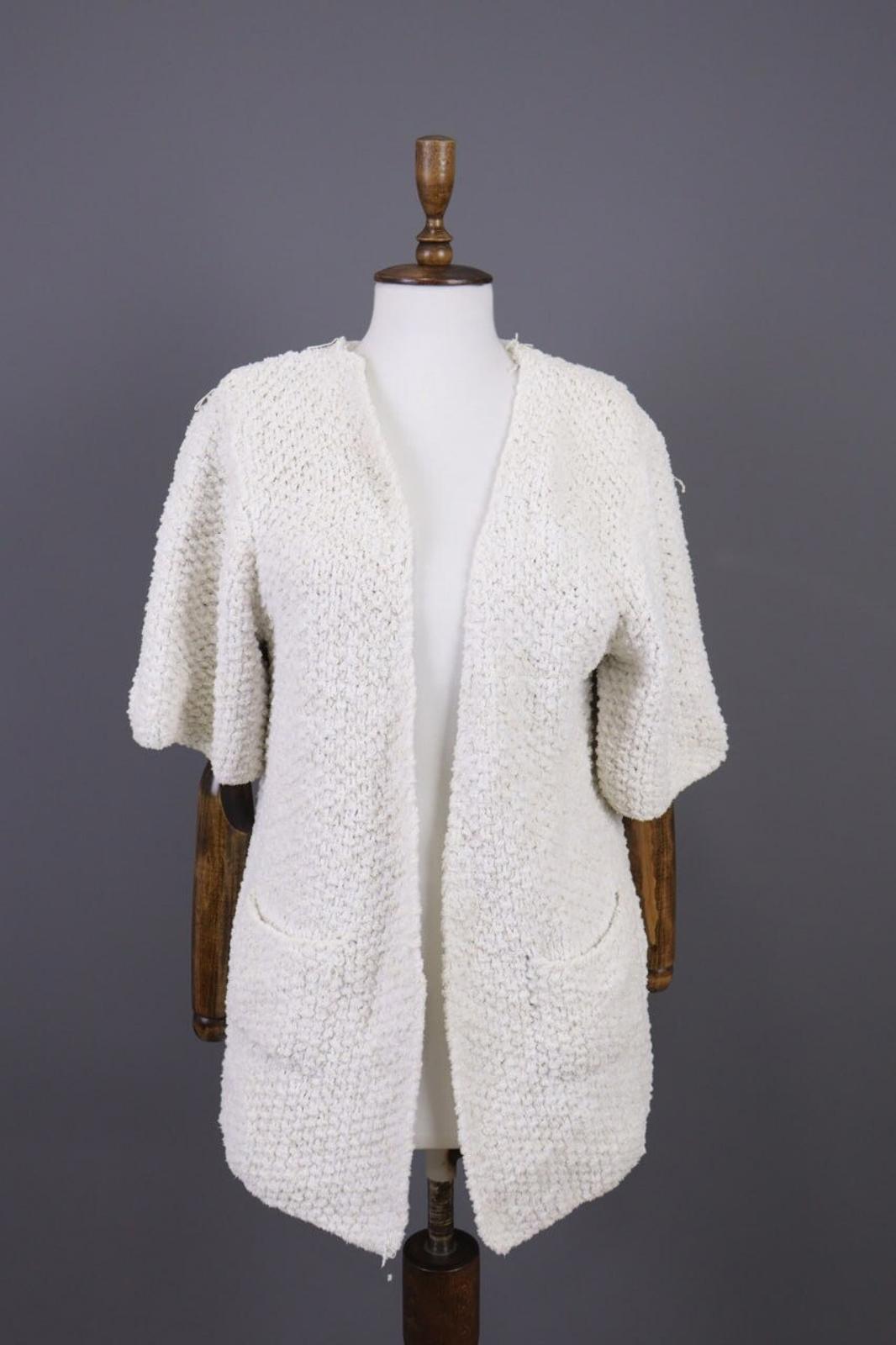 GANNI White Knit Open Front 3/4 Sleeve Cardigan Sweater – Size S