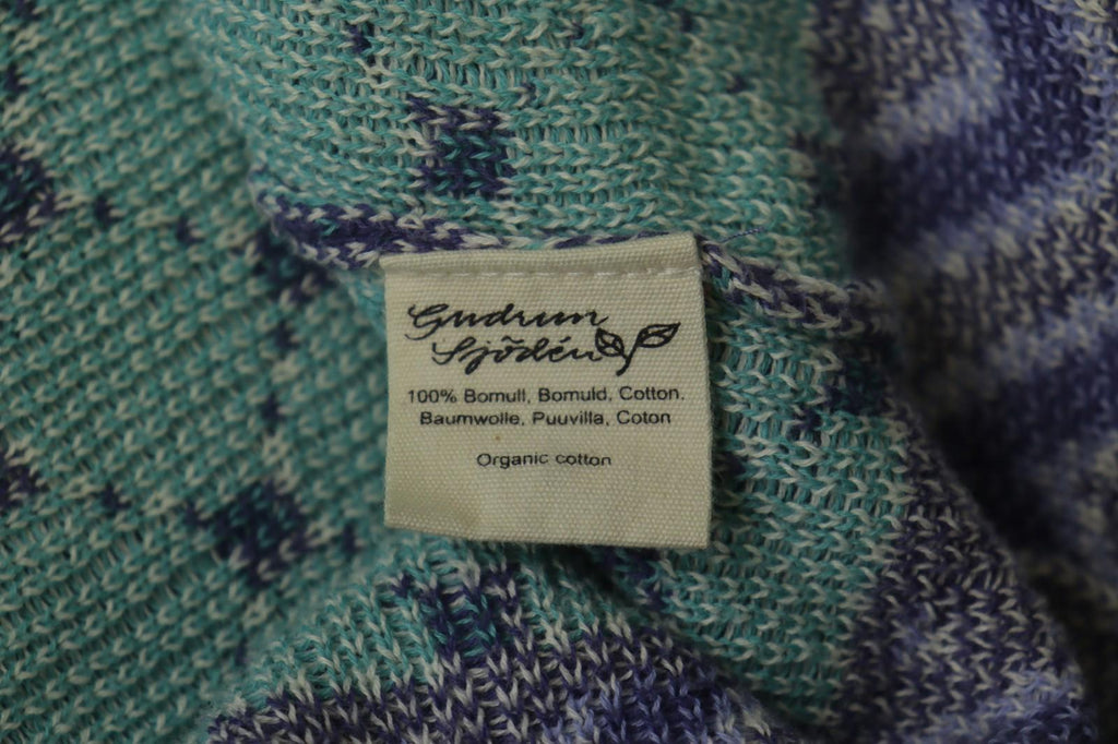 GUDRUN SJODEN Multi Geometric Cotton Knit Button Front Cardigan Sweater – Size S