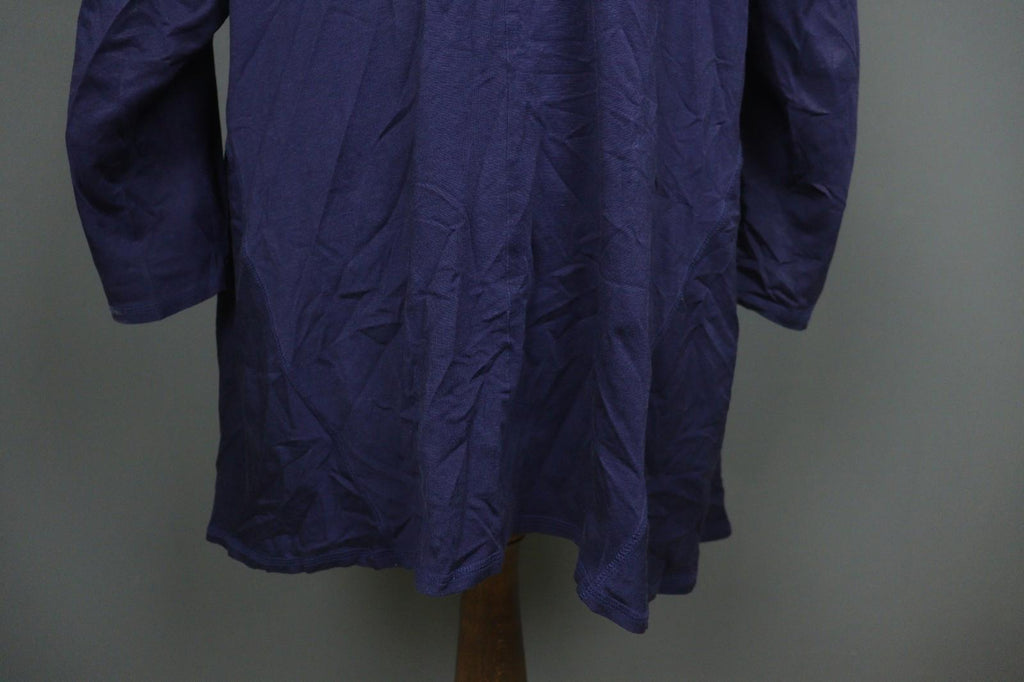 GUDRUN SJODEN Navy Cotton Long Sleeve Asymmetrical Hem Shift Dress – Size 2XL