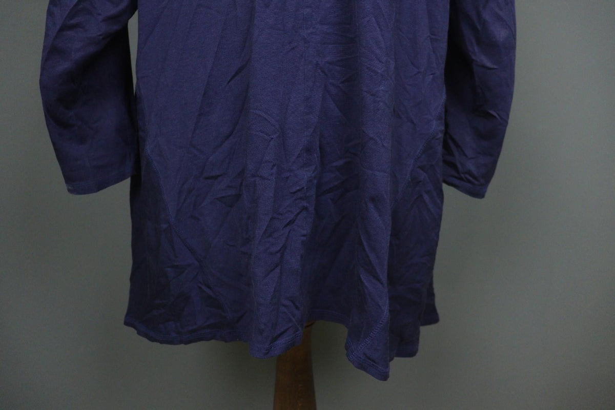 GUDRUN SJODEN Navy Cotton Long Sleeve Asymmetrical Hem Shift Dress – Size 2XL