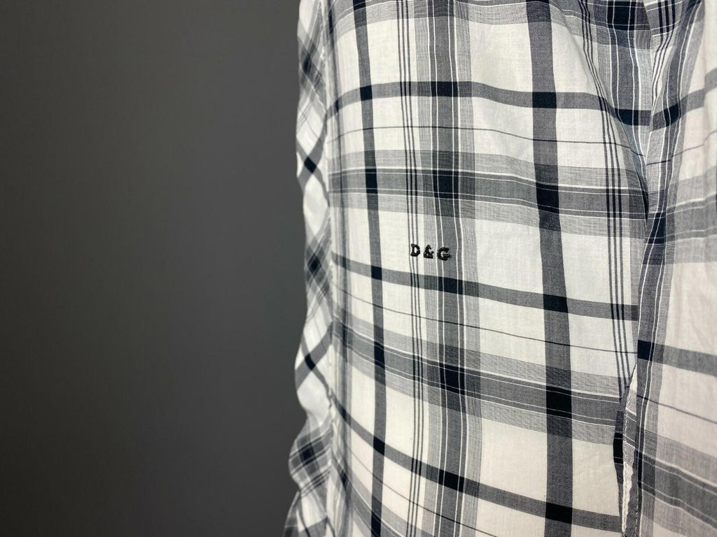 DOLCE&GABBANA White Check Button Up Long Sleeve Shirt – Women's S