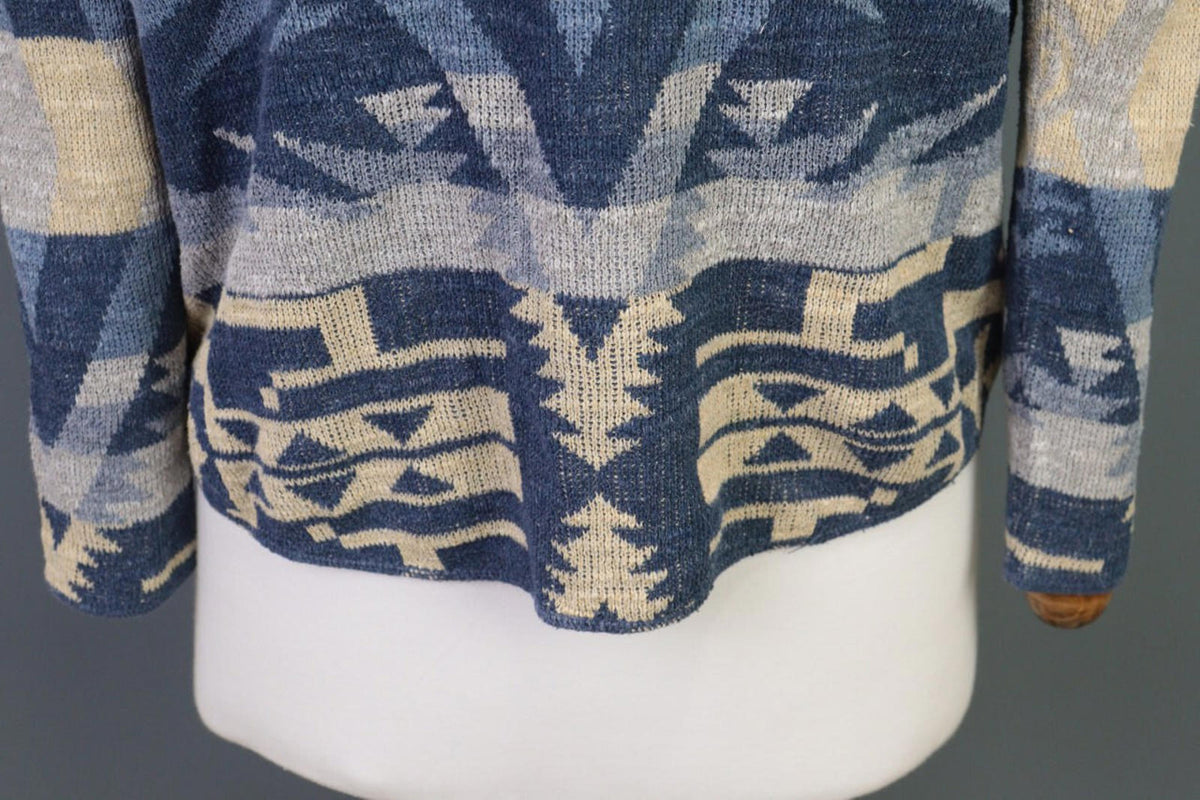 DENIM&SUPPLY RALPH LAUREN Blue Aztec Print Knit Sweater – Size XS