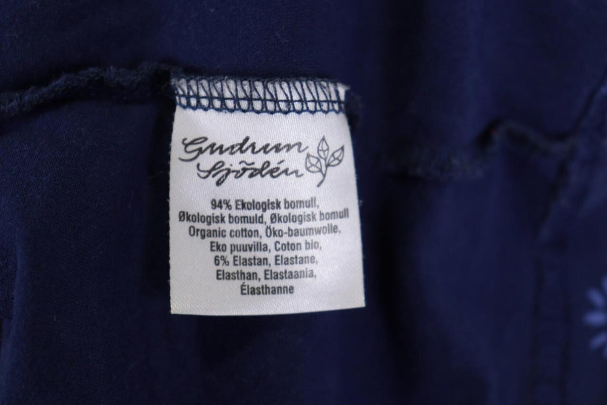 GUDRUN SJODEN Blue Floral Short Sleeve Blouse Top Shirt – Size S