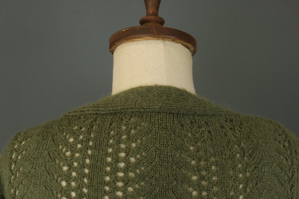 LA MAILLE SEZANE Green Open Knit Raglan Sleeve Button Front Cardigan – Size S