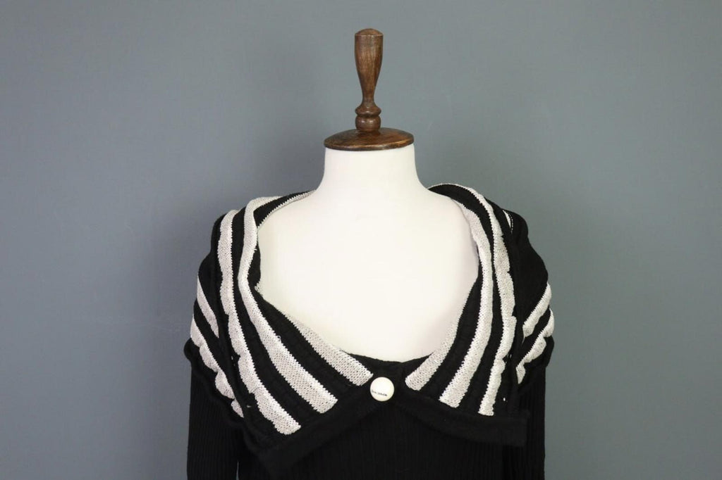ELISA CAVALETTI Sono Italiano Black Knit A-Line Ultra Long Sleeve Dress