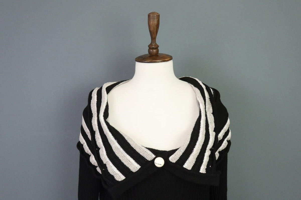 ELISA CAVALETTI Sono Italiano Black Knit A-Line Ultra Long Sleeve Dress