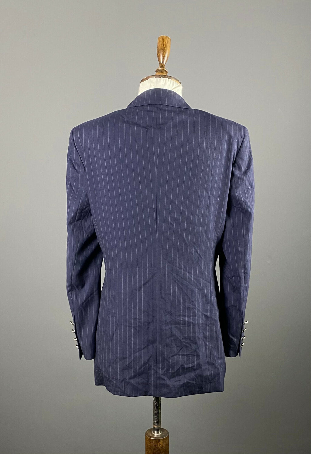 Escada Navy Blue Cashmere Striped Sport Coat Blazer Jacket – Women's 40