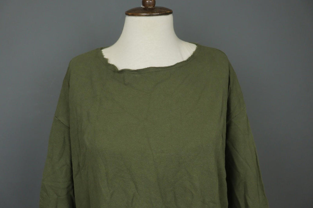 HANNES ROETHER Green Cotton Long Sleeve Round Neck Pullover Tunic Top M/L