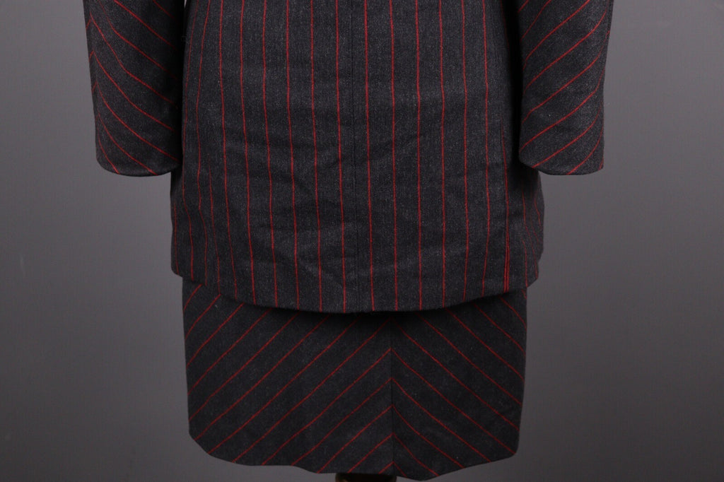 Escada by Margaretha Ley Wool Stripe 2 Piece Skirt Suit Blazer Black – Size 38