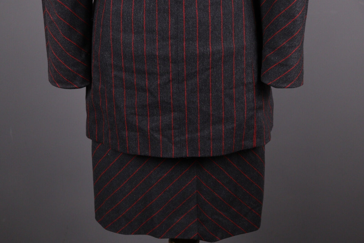 Escada by Margaretha Ley Wool Stripe 2 Piece Skirt Suit Blazer Black – Size 38