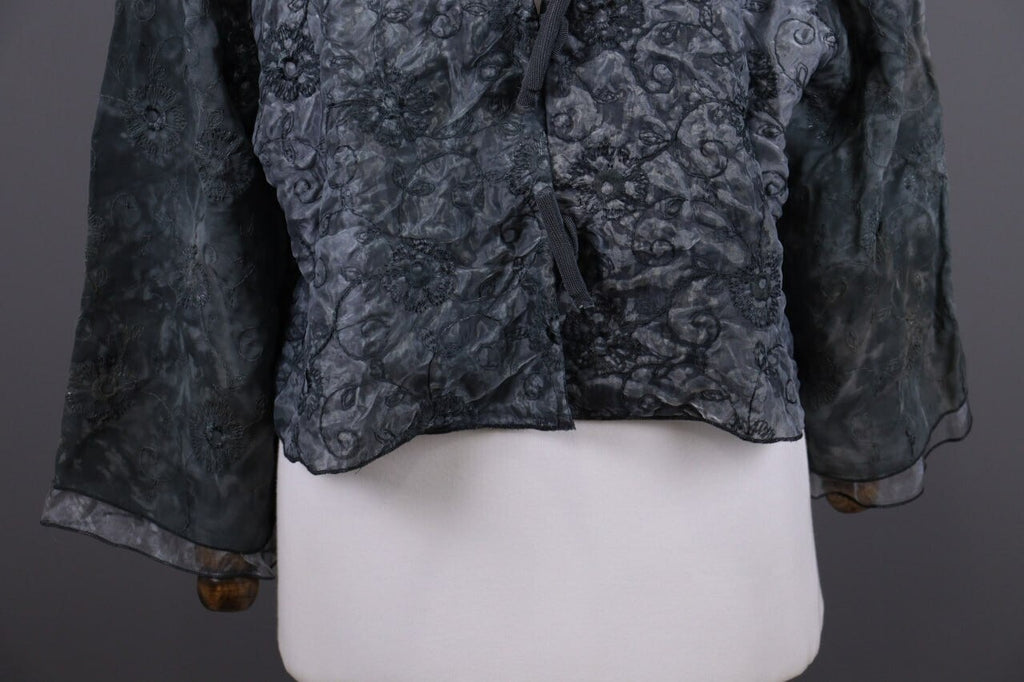 Absolut By Zebra Gray Floral Button Down Lightweight Lagenlook Jacket – Size 2 / M