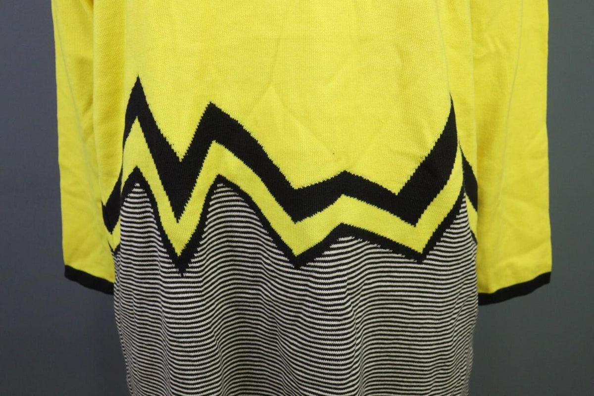 ESCADA Yellow Wool Long Sleeve A-Line Geometric Shift Midi Dress – Size 38