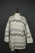 GUDRUN SJODEN Multi Herringbone Long Sleeve Round Neck Pullover Sweater – Size L
