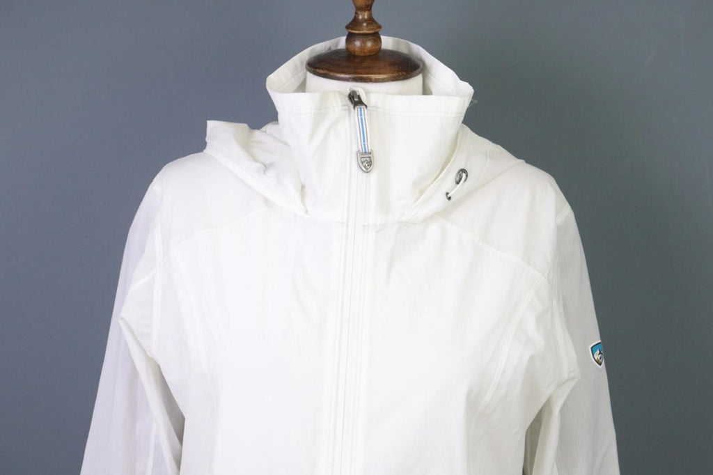 KUHL White Classic Fit High Neck Casual Long Sleeve Full Zip Hooded Jacket Sz M – Used