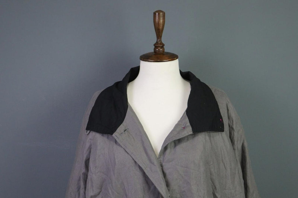 GUDRUN SJODEN Gray Windbreaker Linen Parka Oversized Coat Jacket – Size XL