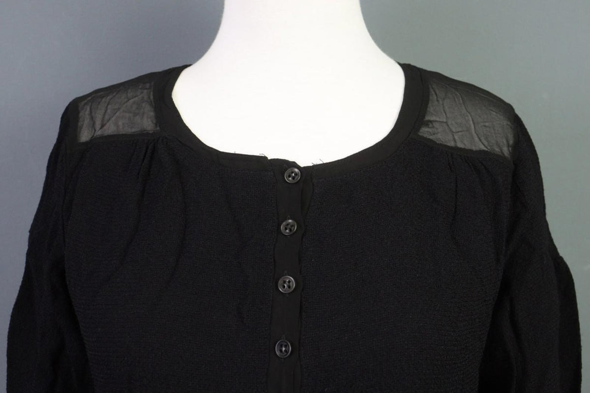 TRANSIT PAR-SUCH Black Viscose Long Sleeve Button Front Shirt Dress – Size 4