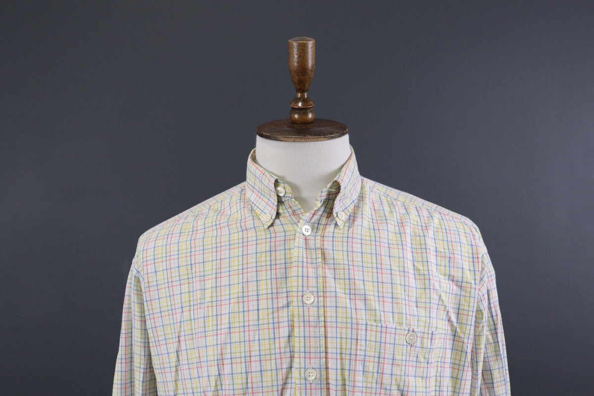 Zegna Sport Soft Multicolor Check Oxford Long Sleeve Button Down Shirt – Size M 3
