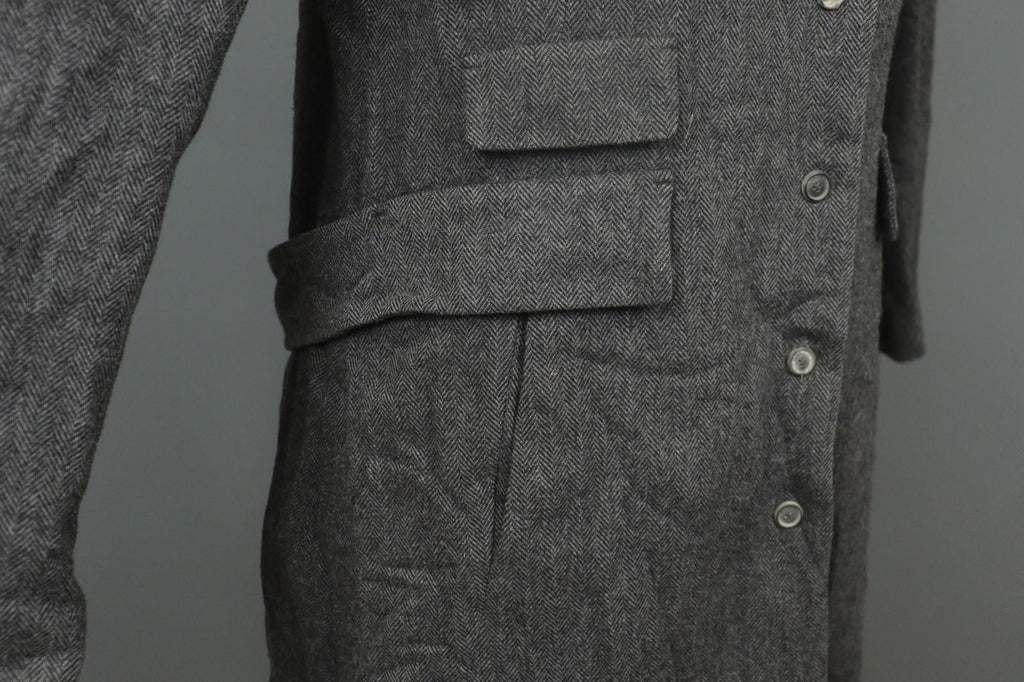 ANNETTE GOERTZ Gray Herringbone Wool Long Sleeve Button Front Long Coat – Size 38