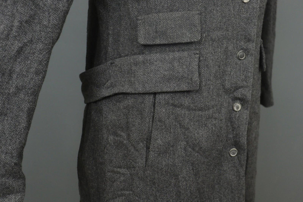 ANNETTE GOERTZ Gray Herringbone Wool Long Sleeve Button Front Long Coat – Size 38