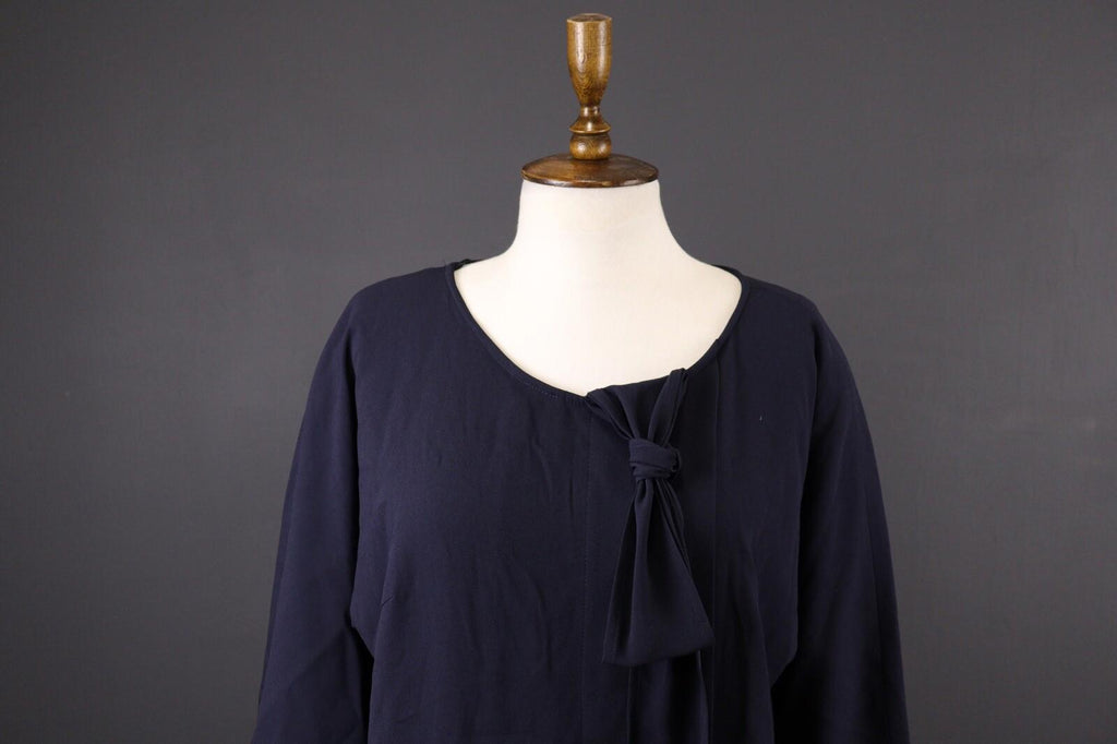 LAUREL by ESCADA Blue Long Sleeve Relaxed Blouson Midi Dress – Size USA 8