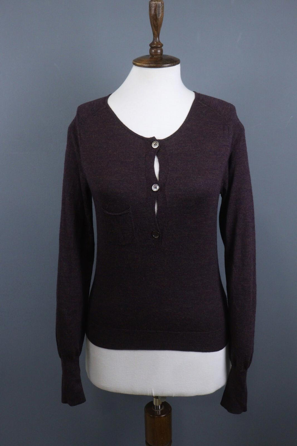 VTG ISABEL MARANT ETOILE Purple Tight Knit Wool Button Front Knit Sweater – Size 2