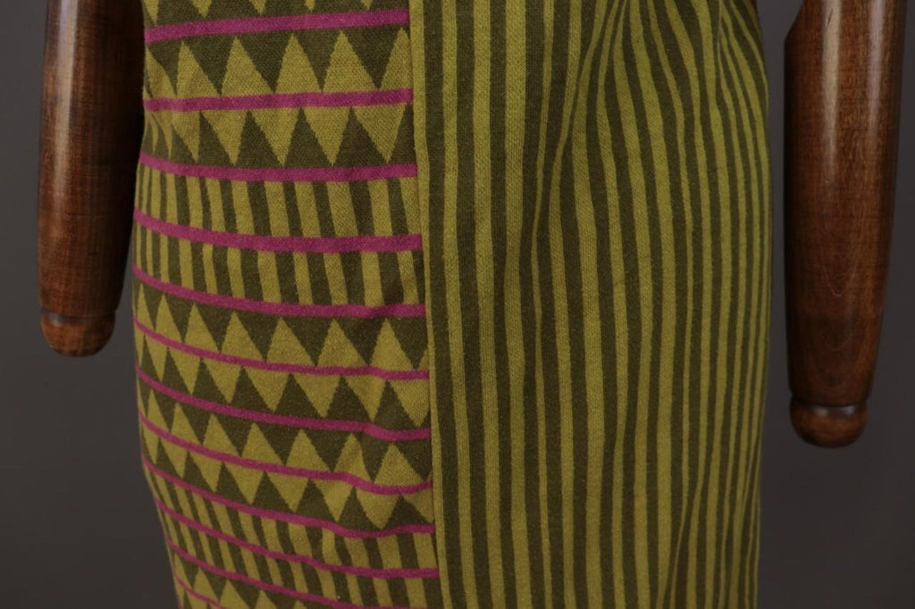 GUDRUN SJODEN Green Geometric Striped Sleevelss A-Line Short Dress – Size M