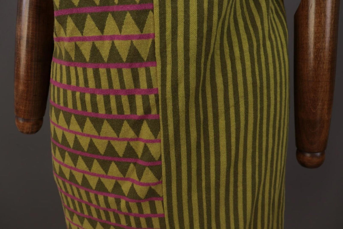 GUDRUN SJODEN Green Geometric Striped Sleevelss A-Line Short Dress – Size M