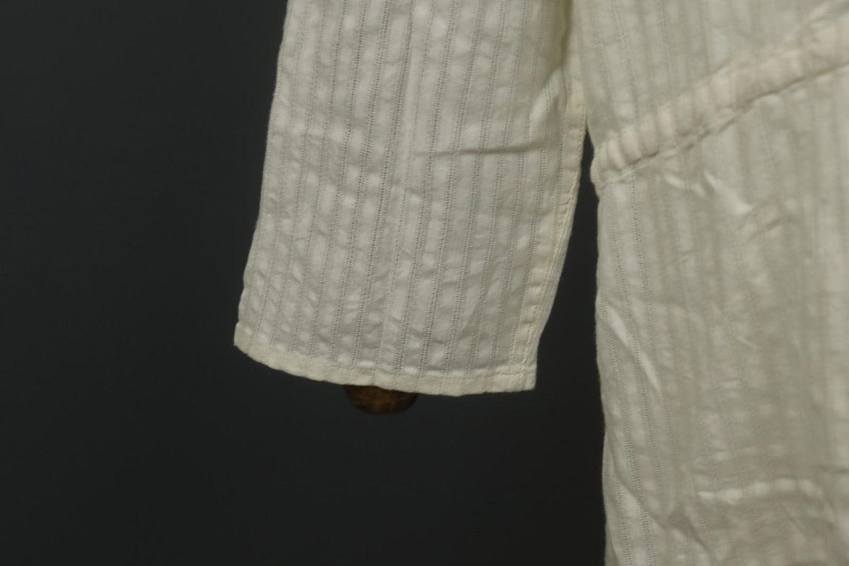 GUDRUN SJÖDEN Ivory Cotton Long Sleeve Tie Waist Button Front Shirt Dress – Size S