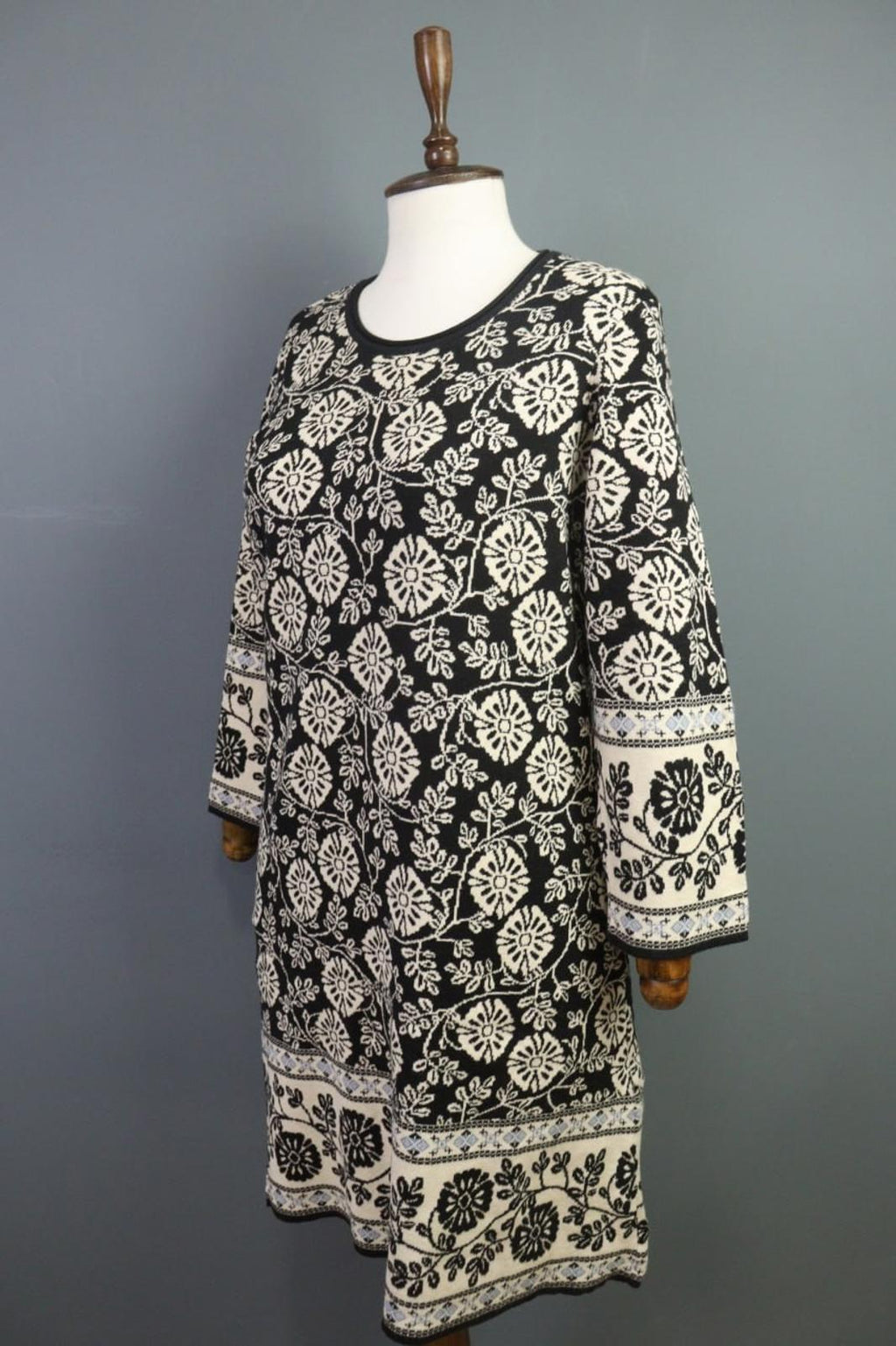 GUDRUN SJODEN Multicolor Floral Cotton Crew Neck Long Sleeve Sheath Dress – Size S