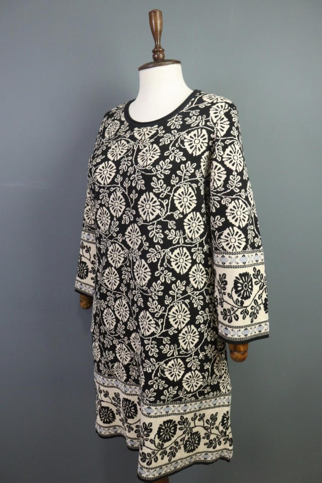 GUDRUN SJODEN Multicolor Floral Cotton Crew Neck Long Sleeve Sheath Dress – Size S