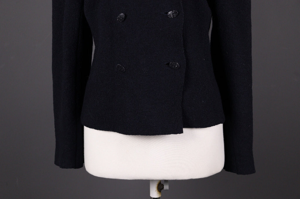 Indies France Wool Black Boiled Wool Double Breasted Coat Jacket – Size 2