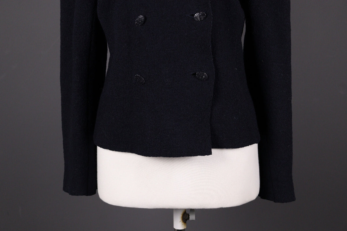Indies France Wool Black Boiled Wool Double Breasted Coat Jacket – Size 2