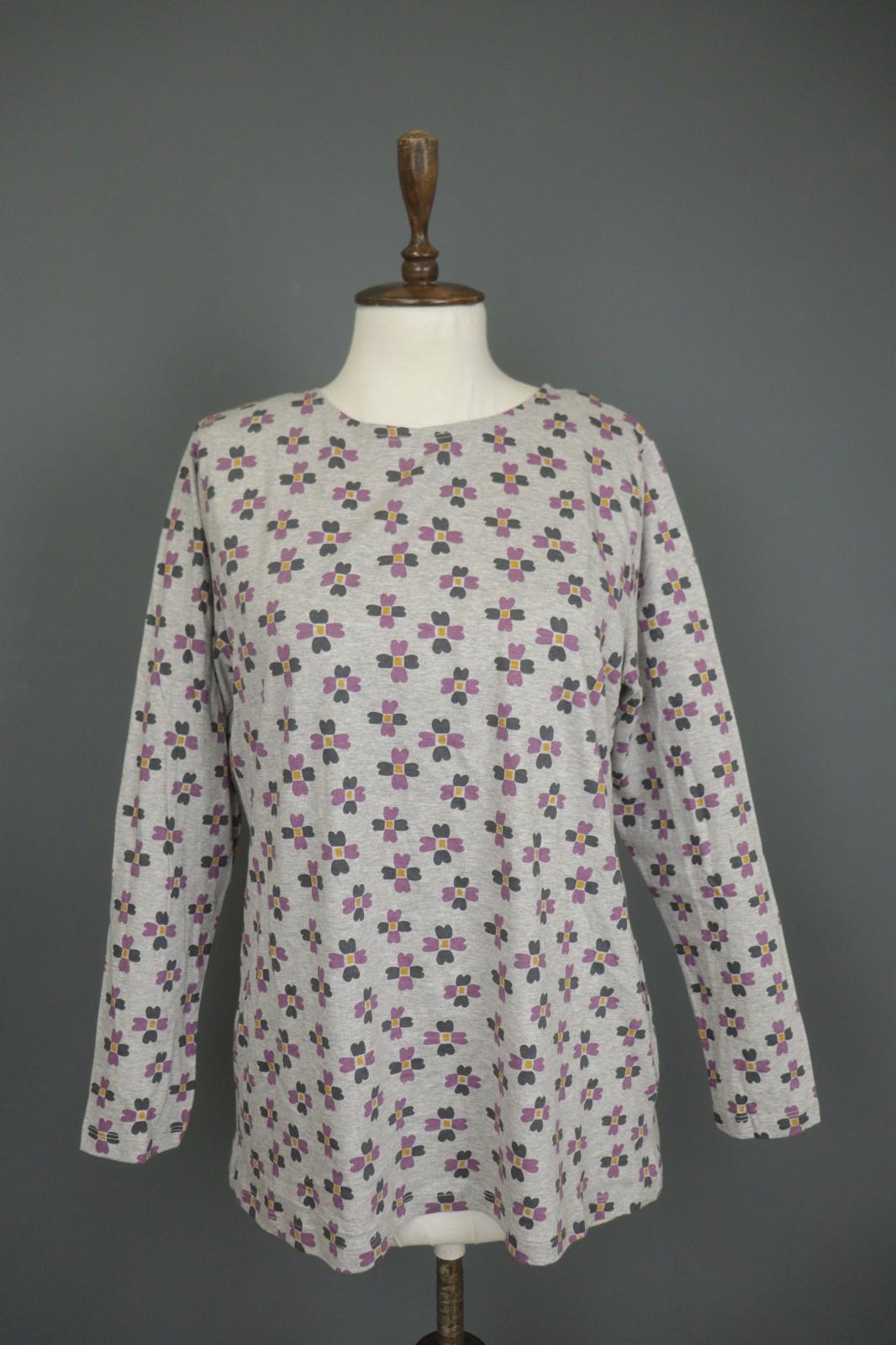 GUDRUN SJODEN Multi Floral 100% Cotton Round Neck Long Sleeve Blouse Top – Size M