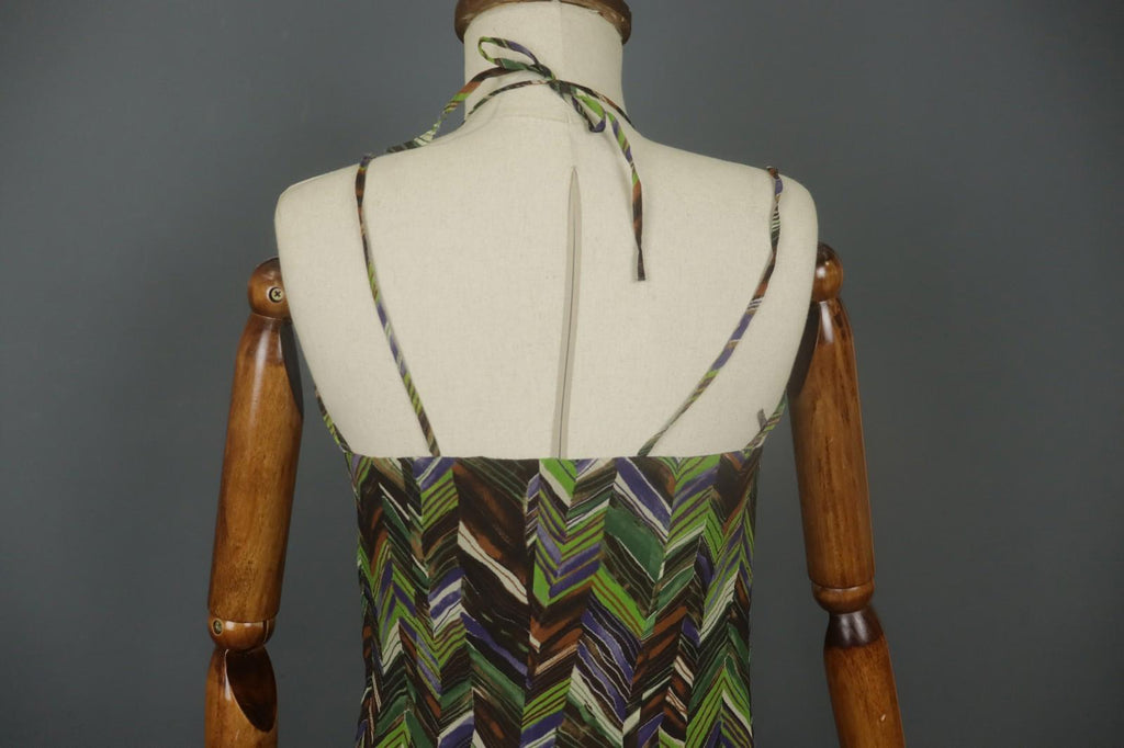 MAX MARA Multicolor Geometric Silk Halter Neck Sleeveless Midi Dress – Size 40