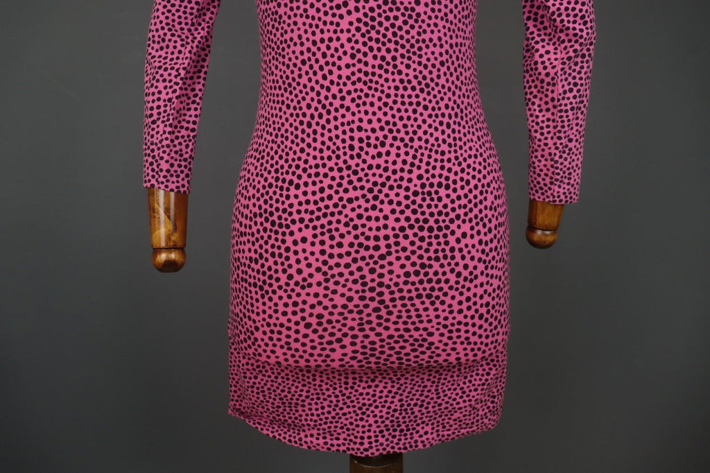 MARIMEKKO Pink Polka Dot Cotton Long Sleeve Scoop Neck Sheath Dress – Size S