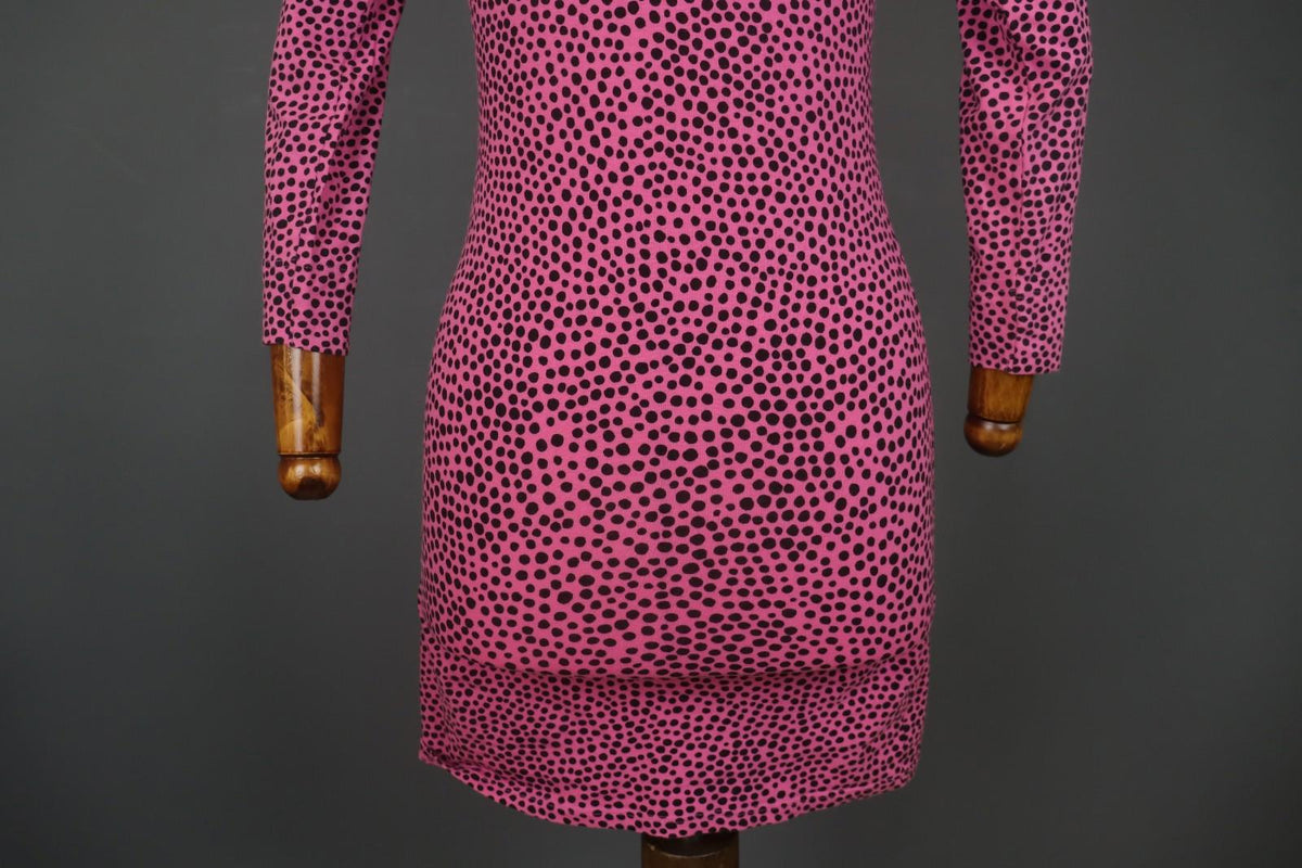 MARIMEKKO Pink Polka Dot Cotton Long Sleeve Scoop Neck Sheath Dress – Size S