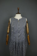 HIGH USE Gray Floral Cotton Sleeveless Sweetheart Neck 3/4 Zip Shift Dress Sz 38