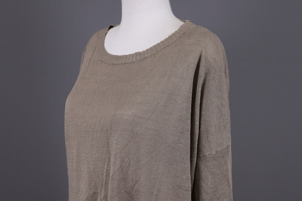 Gudrun Sjoden Brown Linen Lagenlook Long Sleeve Relaxed A-Line Dress – Size L