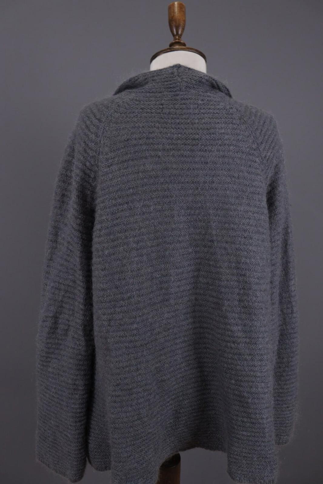 GUDRUN SJODEN Gray Ribbed Mohair Wool Cape Wrape Cardigan Sweater – Size XL