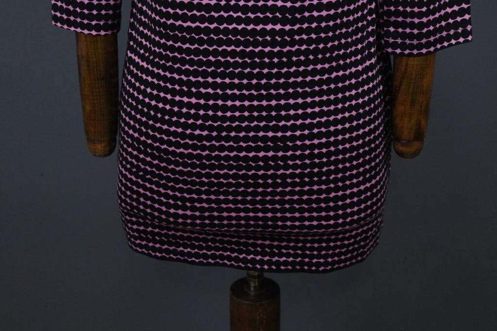 MARIMEKKO ADD PERETTA PIKKU RASYMATTO Purple Polka Dot Cotton Shift Dress Sz XS
