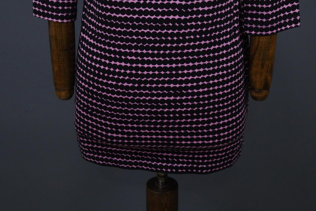 MARIMEKKO ADD PERETTA PIKKU RASYMATTO Purple Polka Dot Cotton Shift Dress Sz XS