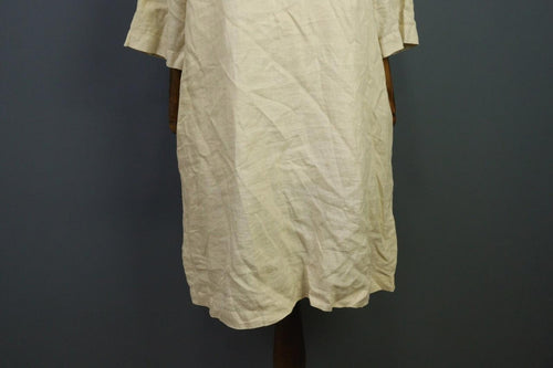 120% LINO Linen 3/4 Sleeve A-Line Lagenlook Blouson Long Dress – Size 48