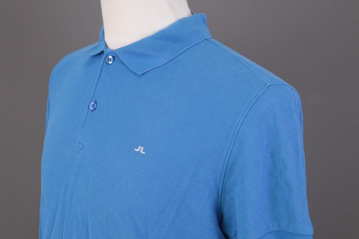 J.Lindeberg Slim Fit Blue Sport Golf Short Sleeve Polo Shirt – Size L