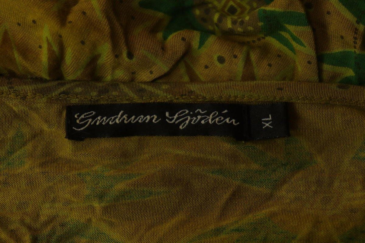 GUDRUN SJODEN Multi Floral 100% Viscose Boat Neck Pullover Blouse Top – Size XL